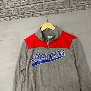 PINK‎ Victoria's Secret Texas Rangers Quarter Zip Pullover Gray Red Medium